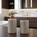 Kit Banheiro 2 Peças Lavabo Conjunto Saboneteira Dispenser e Porta Escovas Porcelana