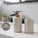 Kit Banheiro 2 Peças Lavabo Conjunto Saboneteira Dispenser e Porta Escovas Porcelana